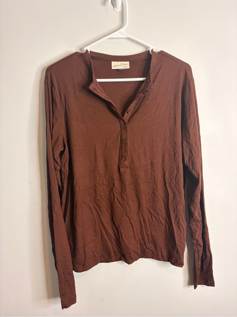 Universal Thread Brown Long-Sleeve Henley Top